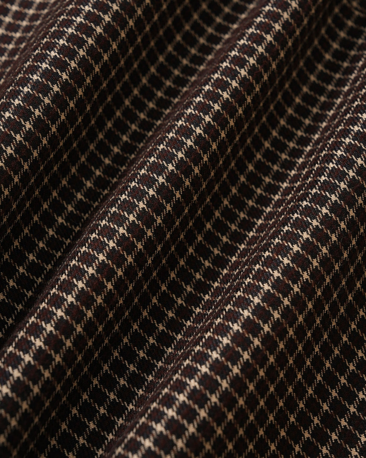 Fine Check Shirt with Point Collar and Shaped Waist - Coffee