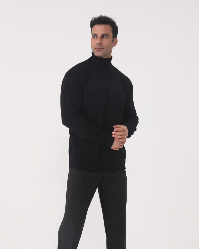 Fine Knit Roll Neck Jumper with Tailored Fit, Viscose Blend
