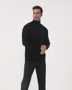 Fine Knit Roll Neck Jumper with Tailored Fit, Viscose Blend