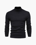 Fine Knit Roll Neck Jumper with Tailored Fit, Viscose Blend - Black