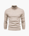 Fine Knit Roll Neck Jumper with Tailored Fit, Viscose Blend - Beige