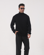 Fine Knit Roll Neck Jumper with Tailored Fit, Viscose Blend