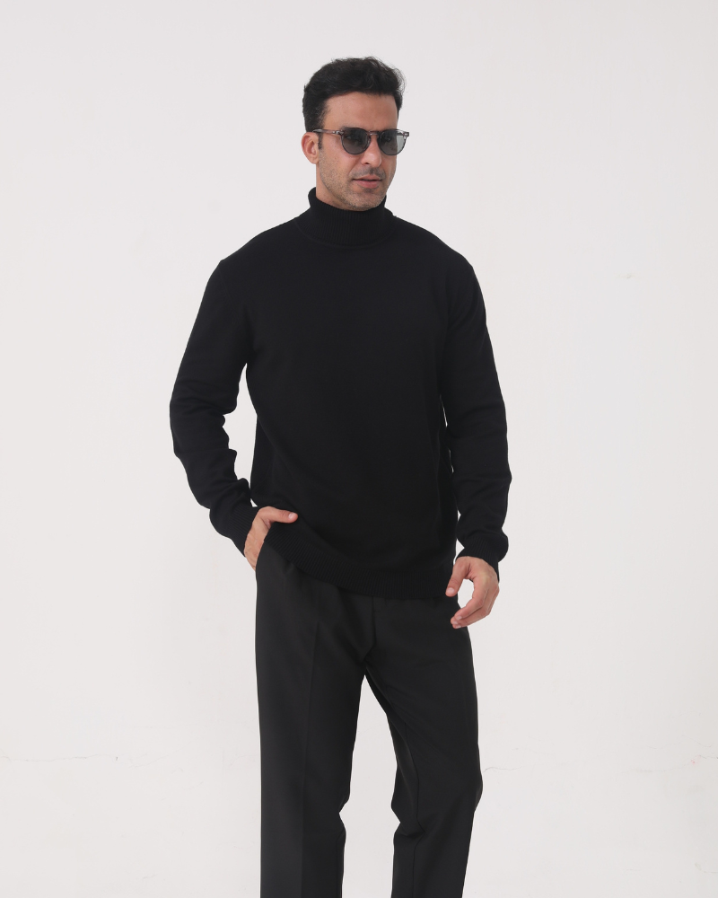 Fine Knit Roll Neck Jumper with Tailored Fit, Viscose Blend
