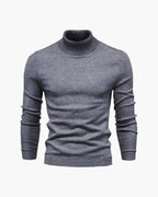 Fine Knit Roll Neck Jumper with Tailored Fit, Viscose Blend - Grey