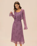 Floral Slip Dress and Sheer Cardigan Two Piece Set - Purple