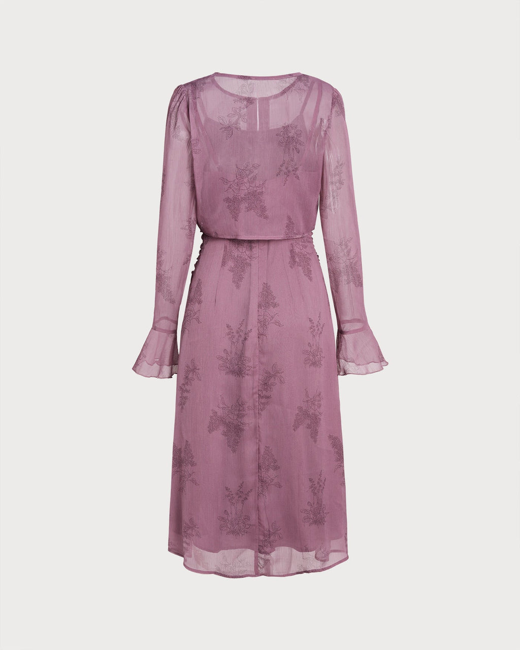 Floral Slip Dress and Sheer Cardigan Two Piece Set - Purple