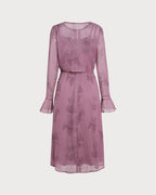 Floral Slip Dress and Sheer Cardigan Two Piece Set - Purple