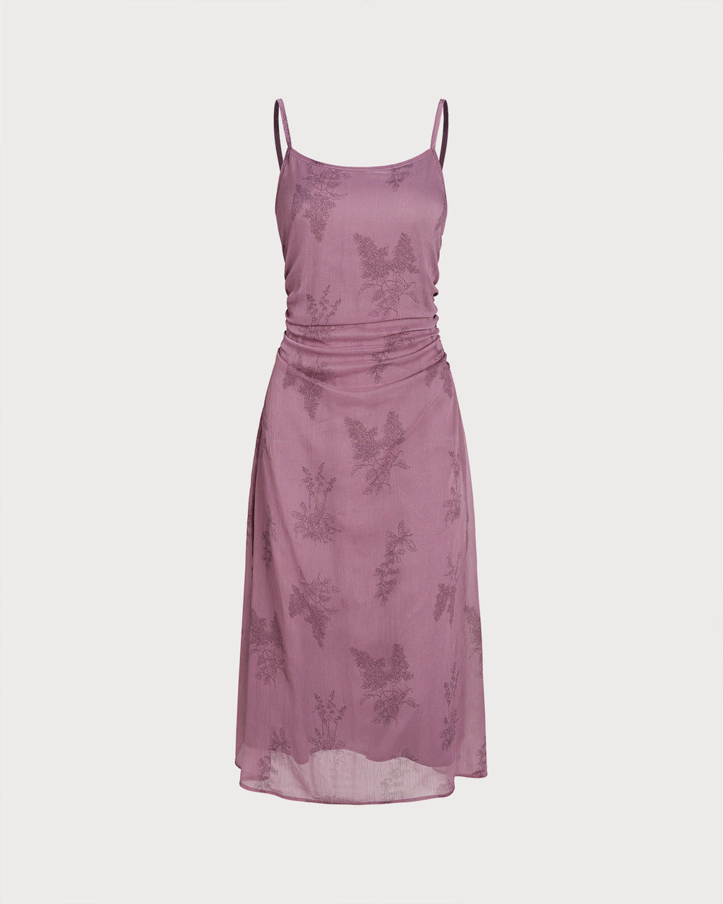 Floral Slip Dress and Sheer Cardigan Two Piece Set - Purple