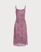 Floral Slip Dress and Sheer Cardigan Two Piece Set - Purple