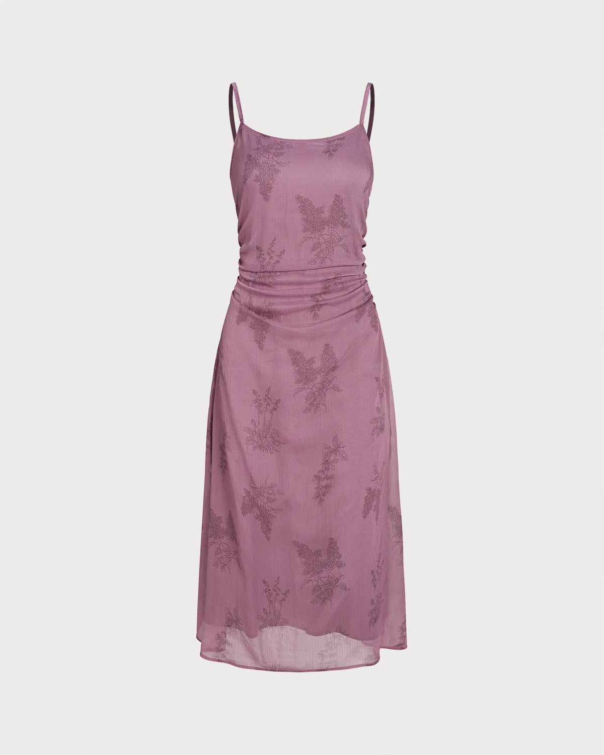 Floral Slip Dress and Sheer Cardigan Two Piece Set - Purple