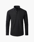 Formal Cotton Shirt with Point Collar and Tailored Fit, Long Sleeve - Black