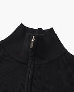 Half Zip Jumper with Stand Collar and Ribbed Trims
