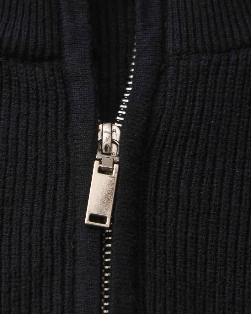 Half Zip Jumper with Stand Collar and Ribbed Trims
