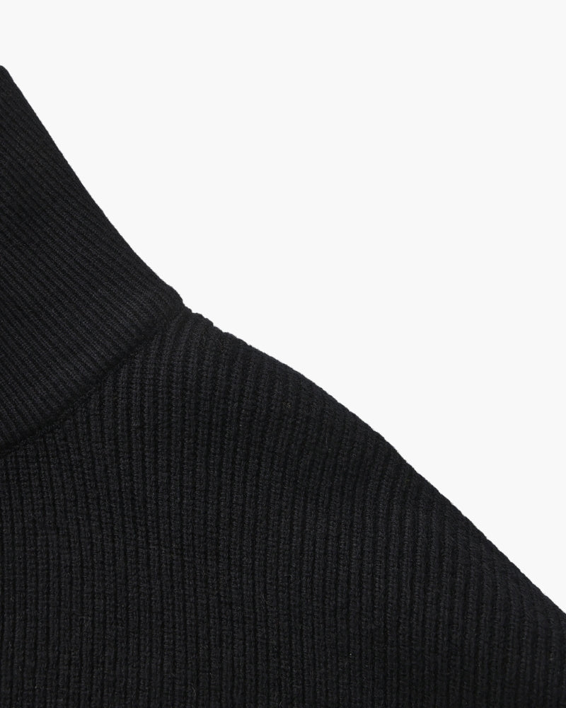 Half Zip Jumper with Stand Collar and Ribbed Trims