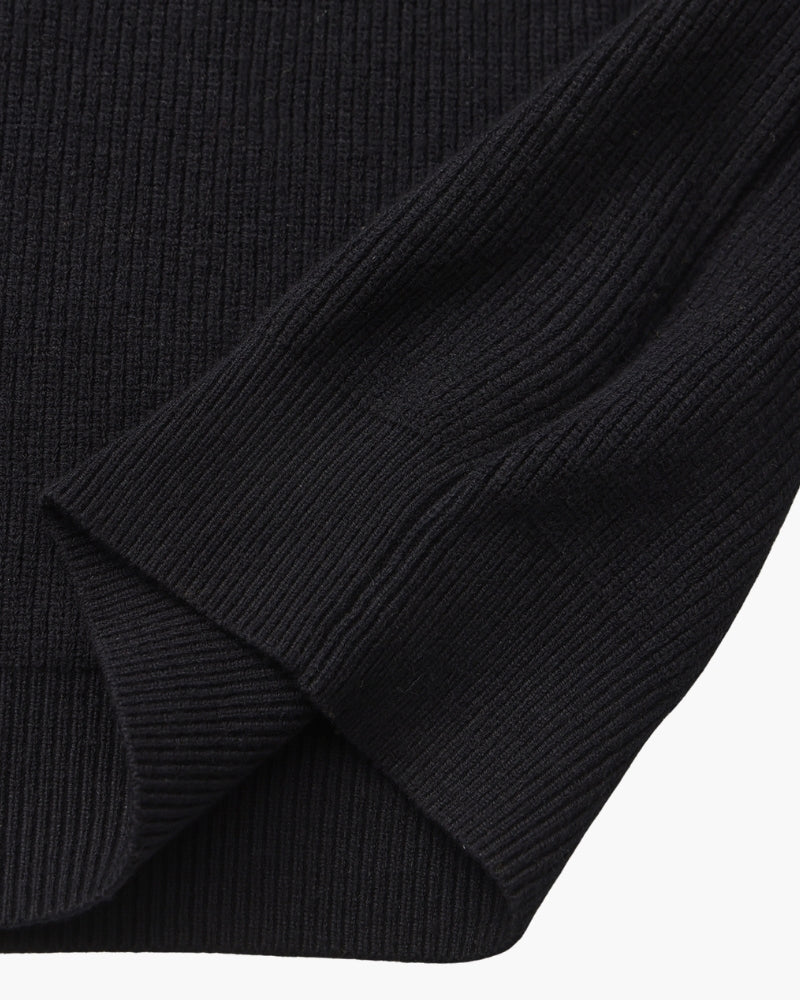 Half Zip Jumper with Stand Collar and Ribbed Trims