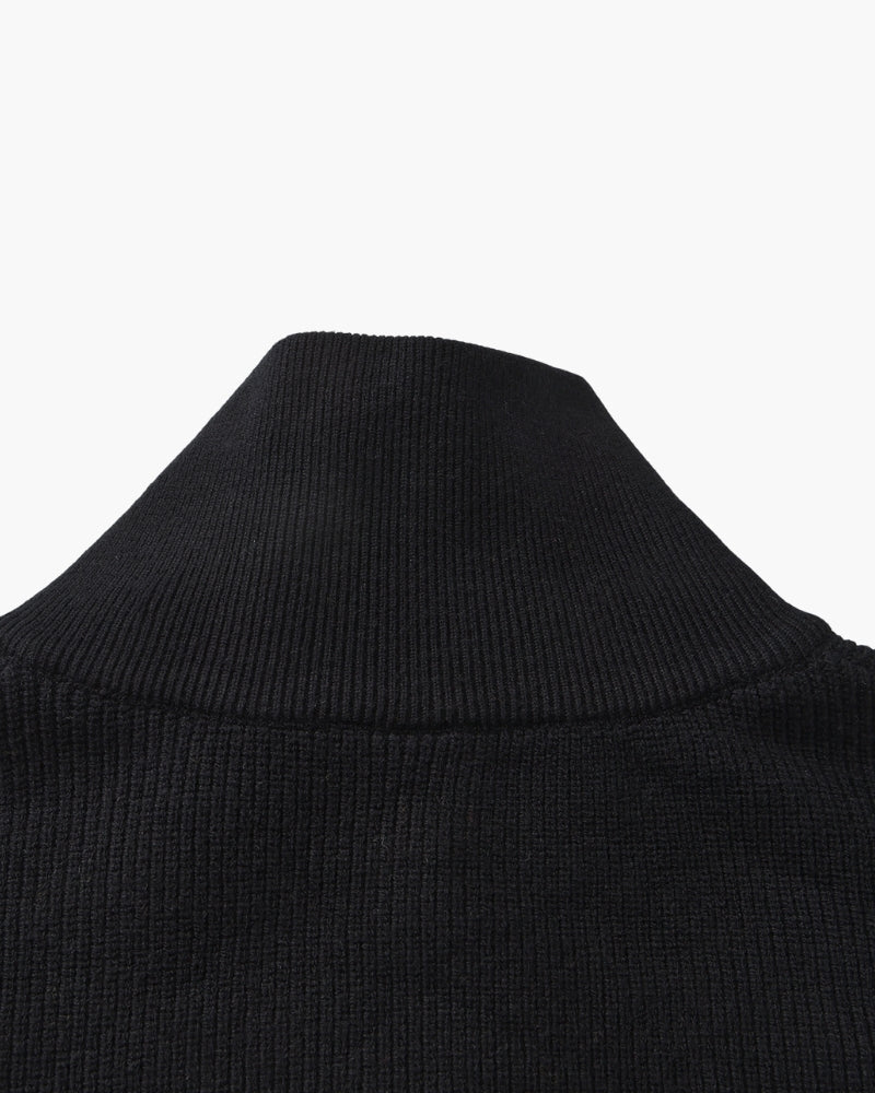 Half Zip Jumper with Stand Collar and Ribbed Trims