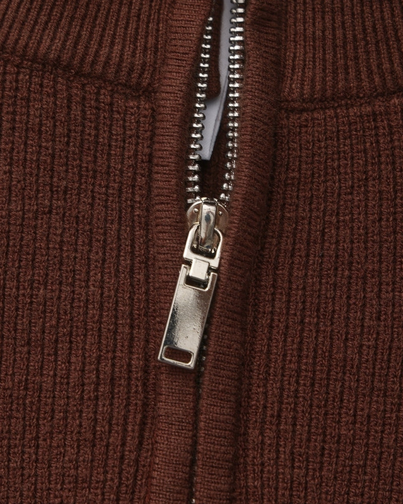 Half Zip Jumper with Stand Collar and Ribbed Trims