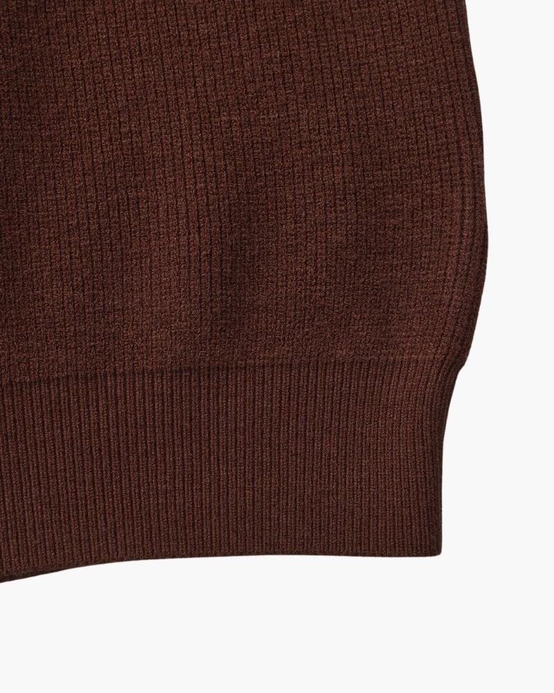 Half Zip Jumper with Stand Collar and Ribbed Trims