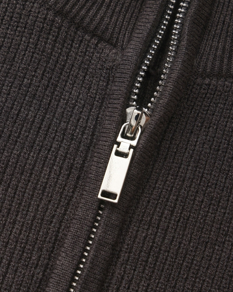 Half Zip Jumper with Stand Collar and Ribbed Trims