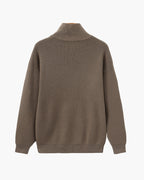 Half Zip Jumper with Stand Collar and Ribbed Trims