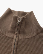 Half Zip Jumper with Stand Collar and Ribbed Trims