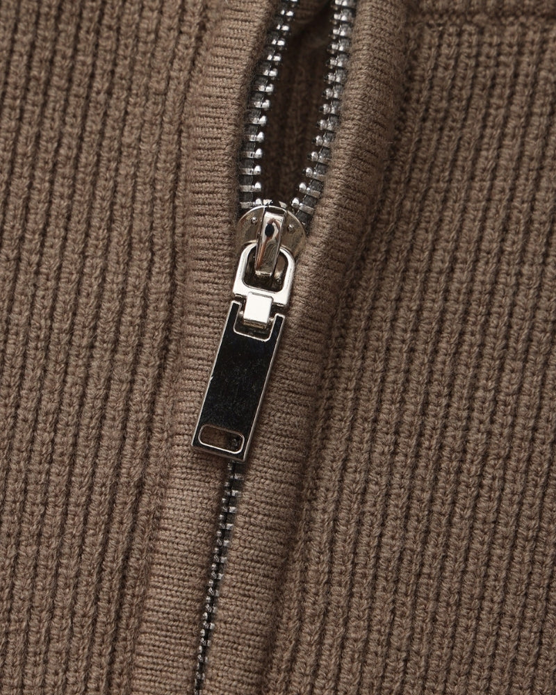 Half Zip Jumper with Stand Collar and Ribbed Trims
