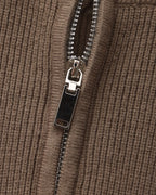Half Zip Jumper with Stand Collar and Ribbed Trims