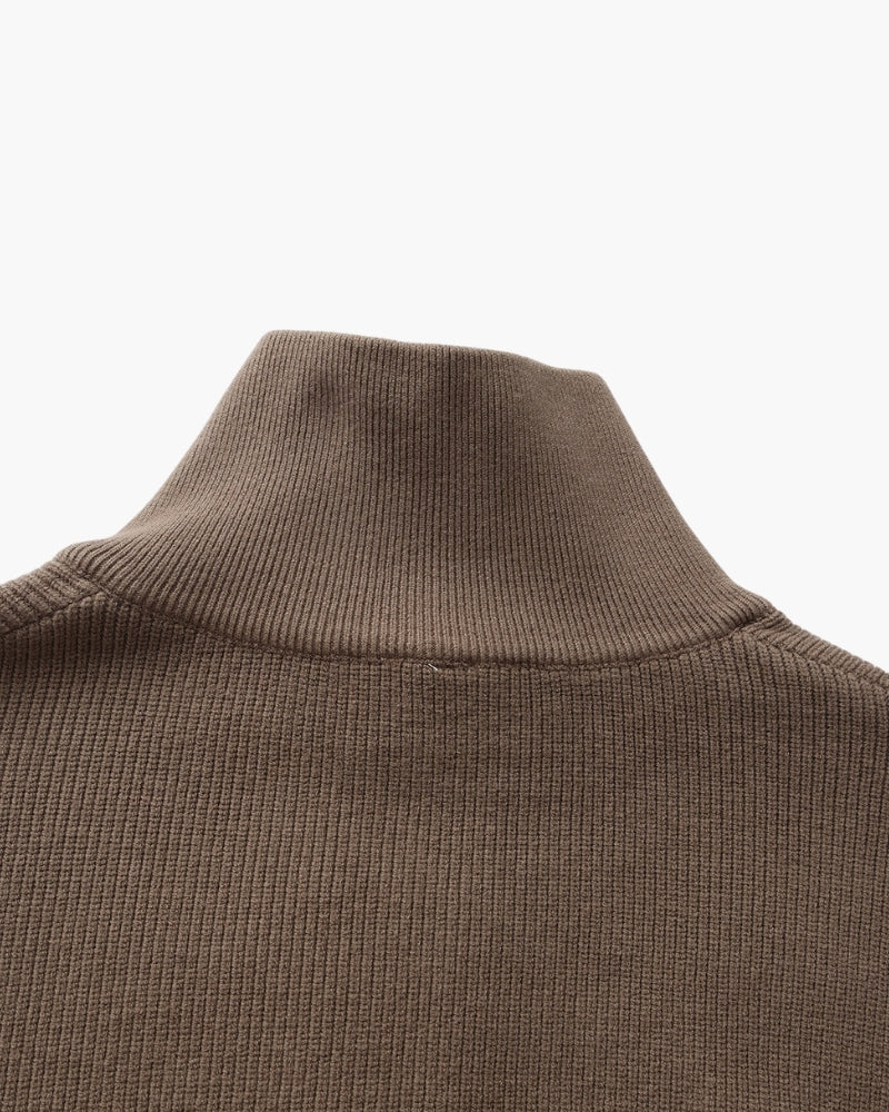 Half Zip Jumper with Stand Collar and Ribbed Trims