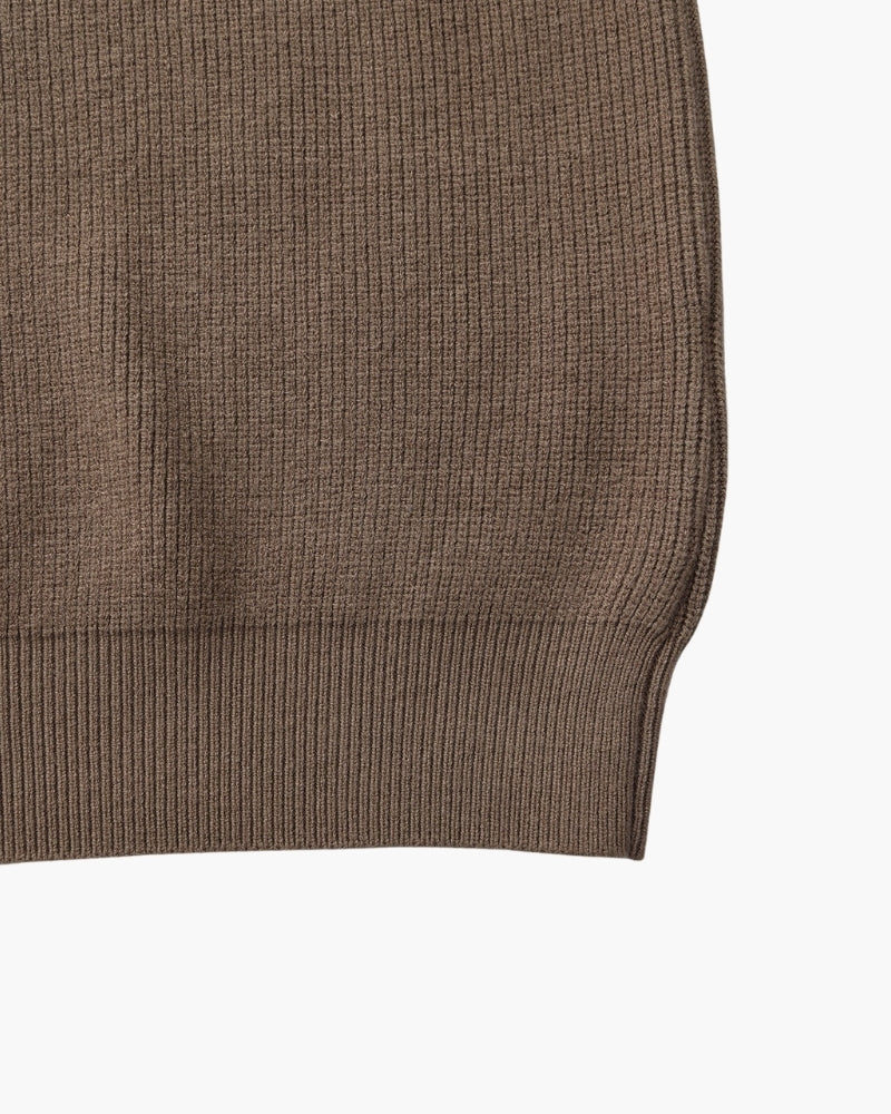 Half Zip Jumper with Stand Collar and Ribbed Trims