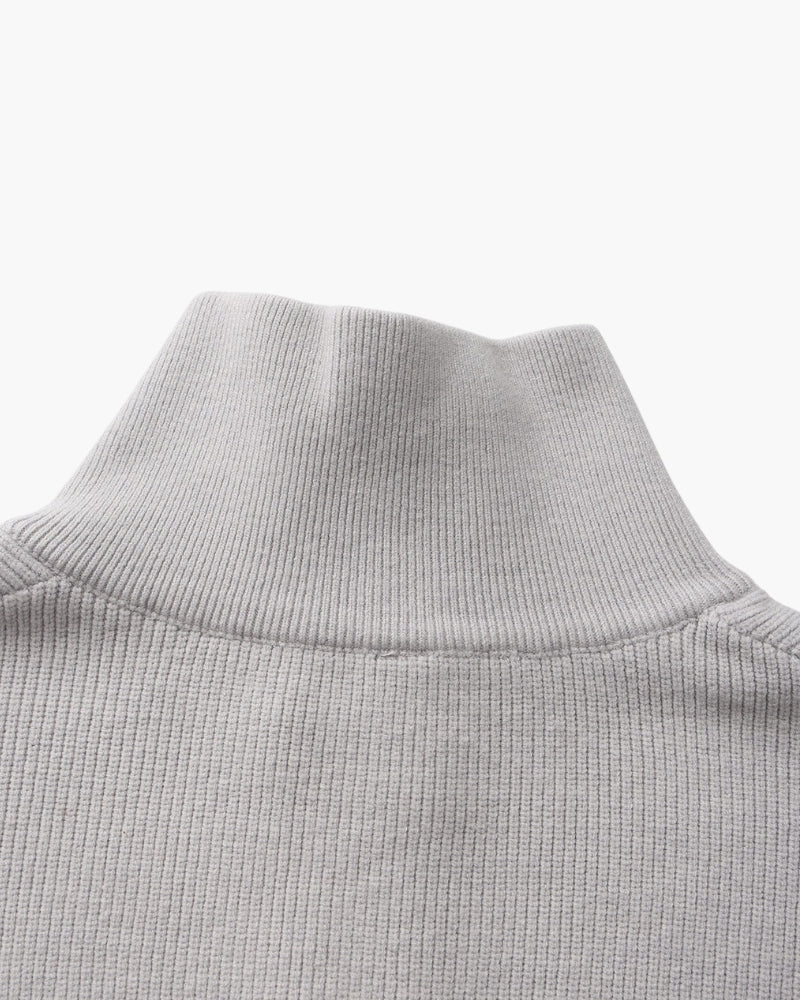 Half Zip Jumper with Stand Collar and Ribbed Trims