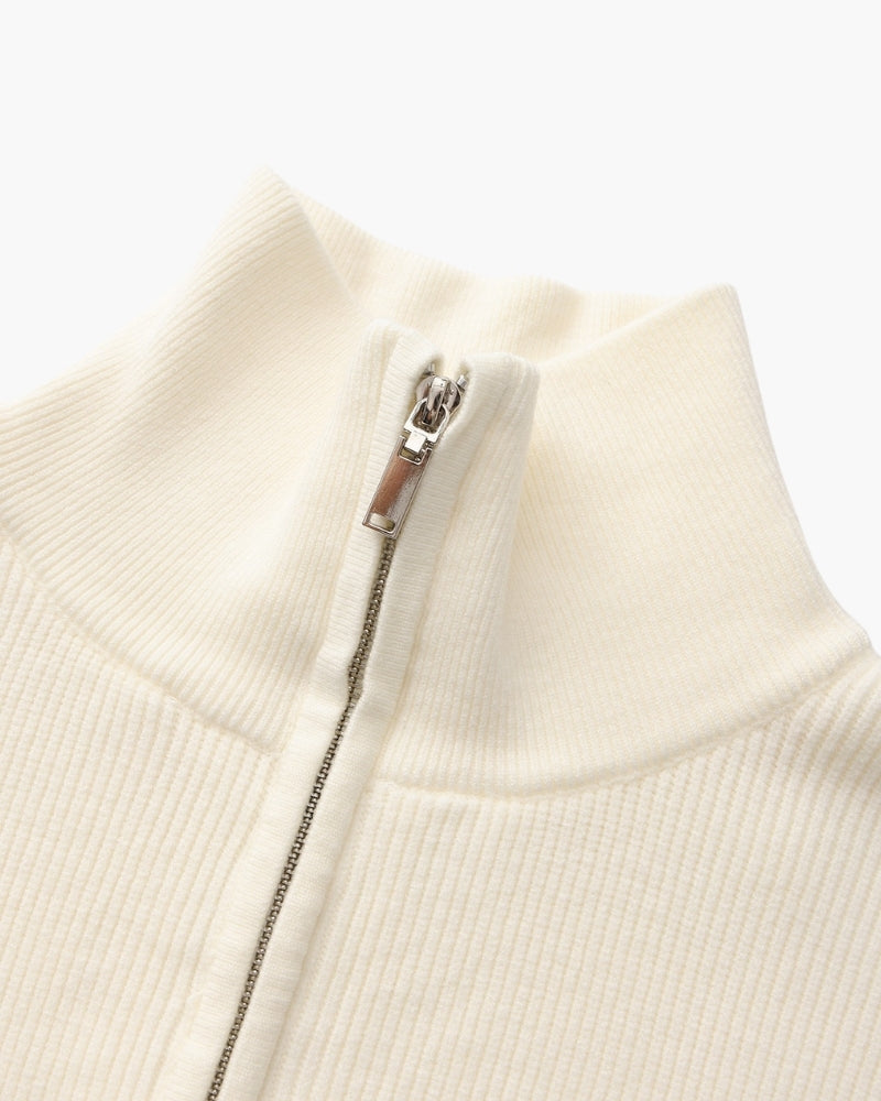 Half Zip Jumper with Stand Collar and Ribbed Trims