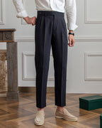 High Waist Pleated Trousers with Side Adjusters