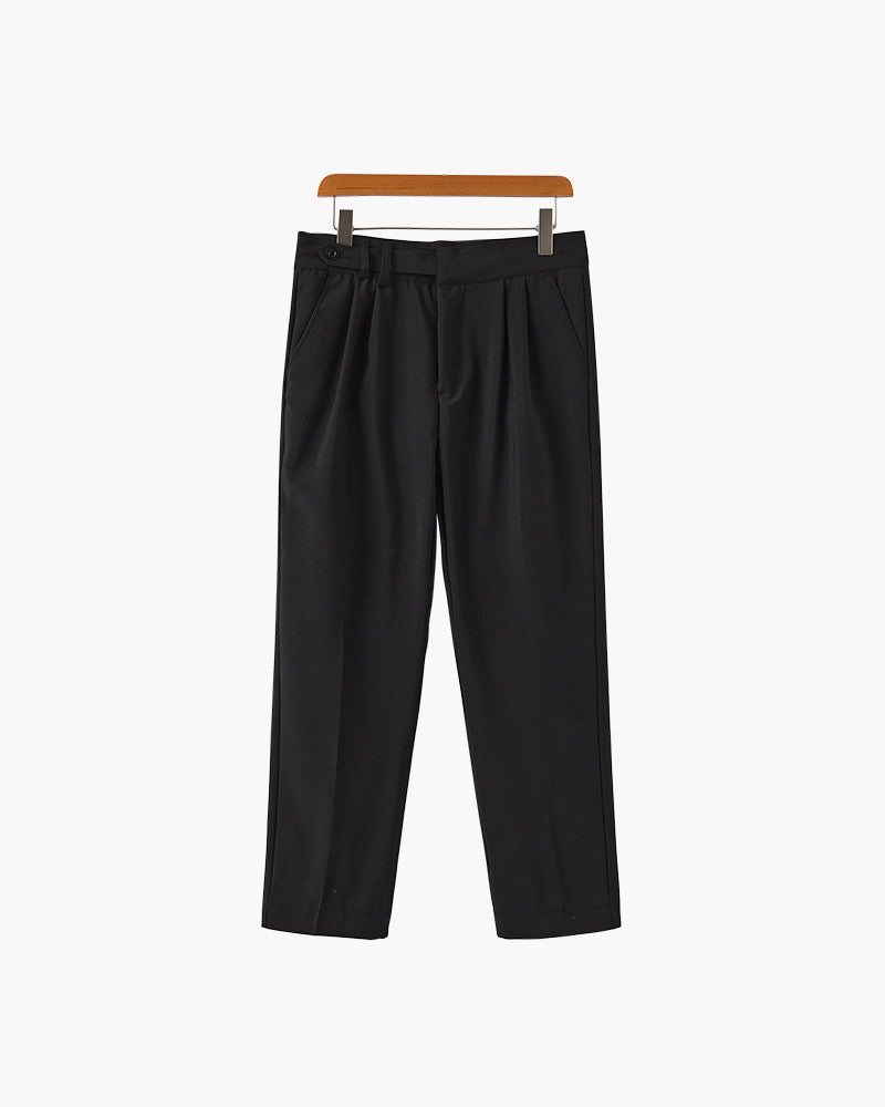 High Waist Pleated Trousers with Side Adjusters