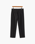 High Waist Pleated Trousers with Side Adjusters - Black
