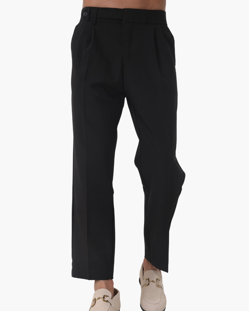 High Waist Pleated Trousers with Side Adjusters
