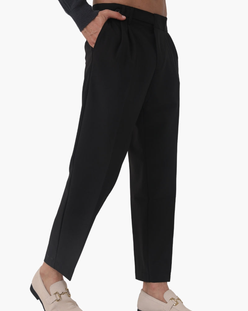 High Waist Pleated Trousers with Side Adjusters