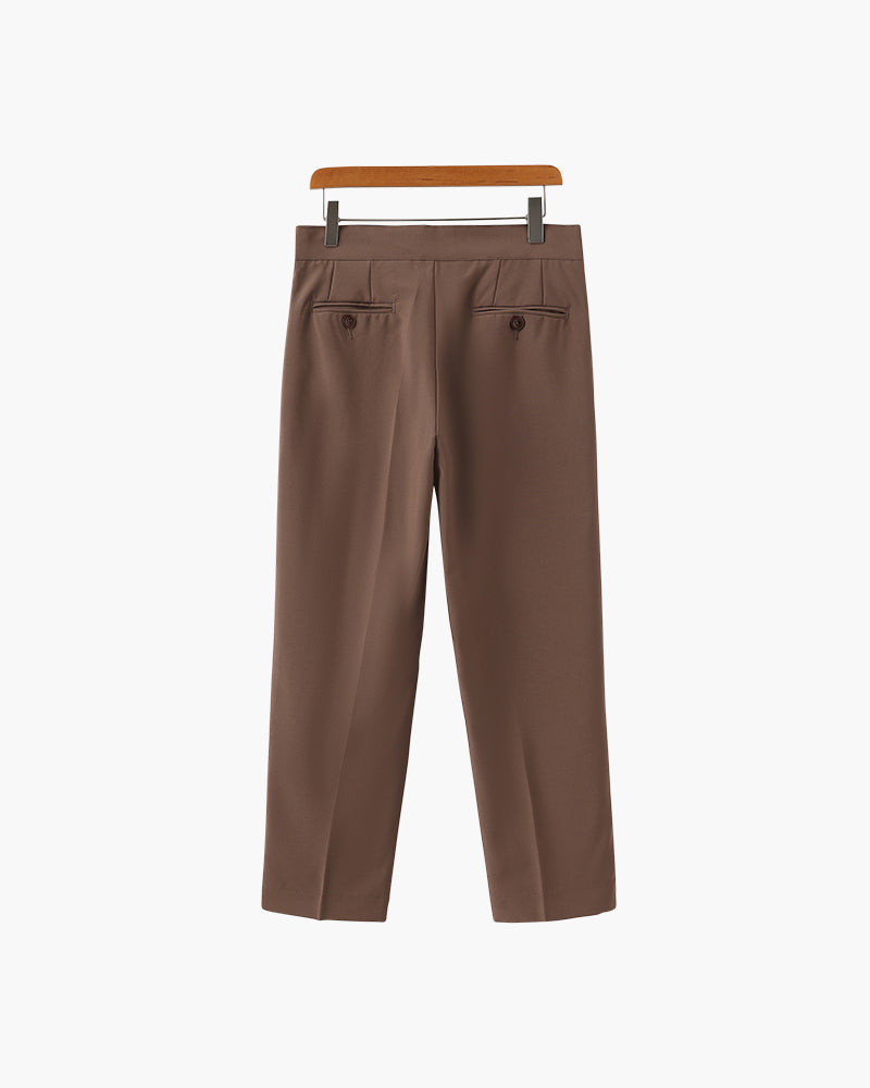 High Waist Pleated Trousers with Side Adjusters