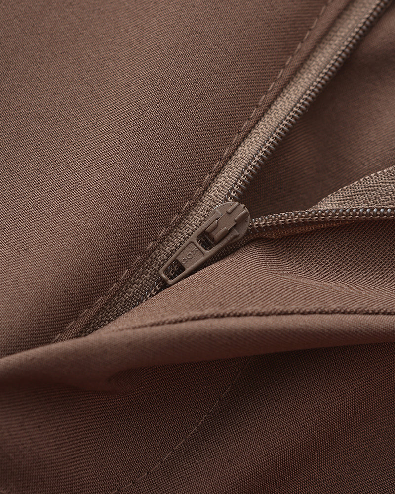 High Waist Pleated Trousers with Side Adjusters