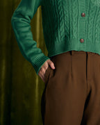 High Waisted Wide Leg Trousers with Slant Pockets - Coffee