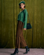 High Waisted Wide Leg Trousers with Slant Pockets - Coffee