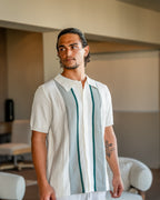 Knit Polo Shirt with Button Placket and Ribbed Trims, Long Sleeve