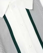 Knit Polo Shirt with Button Placket and Ribbed Trims, Long Sleeve