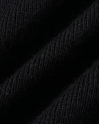 Knitted Dress with V Neck, Button Front and Flared Skirt - Black