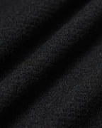 Knitted Midi Dress with Contrast V Neck and Tie Waist - Black