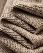 Long Sleeve Knit Polo with Open Collar and Textured Weave