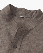 Mandarin Collar Short Sleeve Shirt with Half Placket