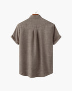 Mandarin Collar Short Sleeve Shirt with Half Placket