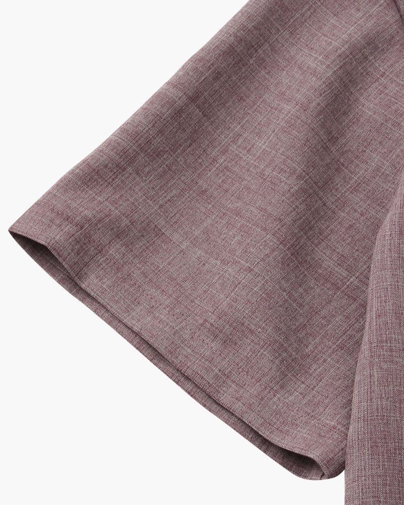 Mandarin Collar Short Sleeve Shirt with Half Placket