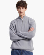 Merino Wool Half Zip Jumper with Stand Collar