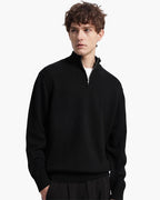 Merino Wool Half Zip Jumper with Stand Collar